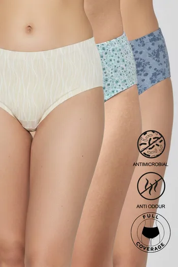 Buy Zivame Medium Rise Full Coverage Hipster Panty (Pack of 3) - Multicolor